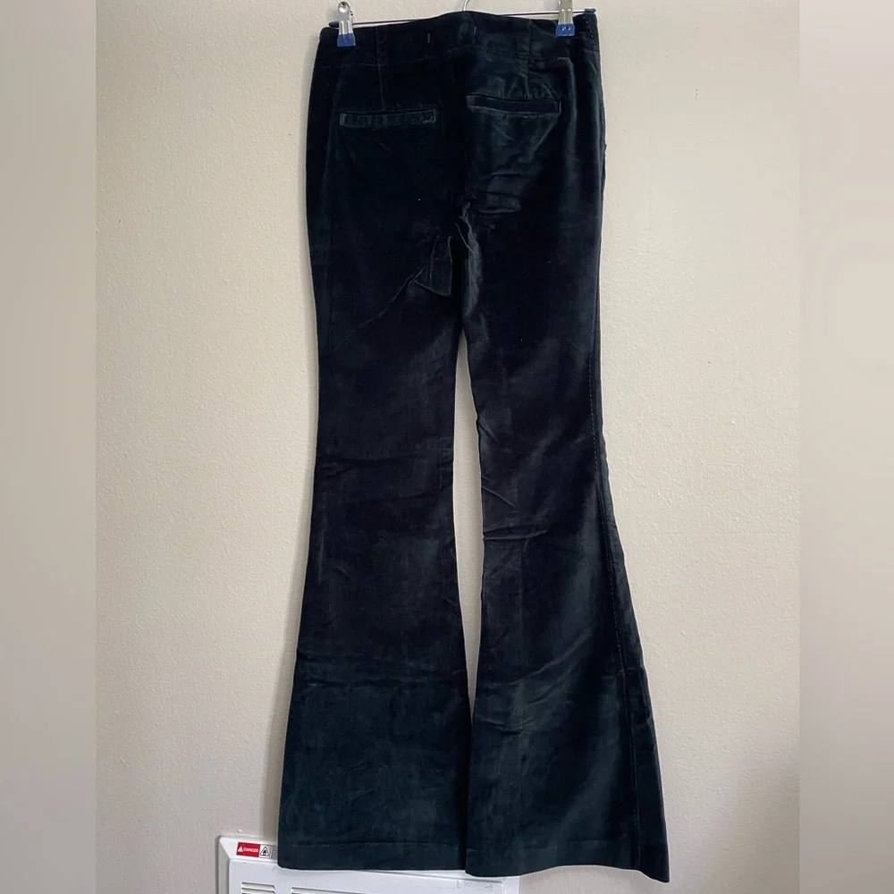 Free People Oxanna Deep Jewel Green Forest Green Velvet Flare Pants Size 25 - Picture 6 of 10